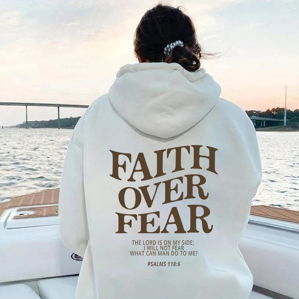 Faith over Fear Christian Hoodie Christian Sweatshirt Jesus Hoodie Trendy Hoodie Bible Verse Shirt Unisex Aesthetic Clothes - Authentifactor