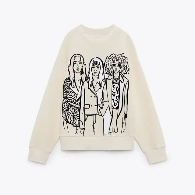 Women Fashion Printing Basic Sweatshirts - Authentifactor