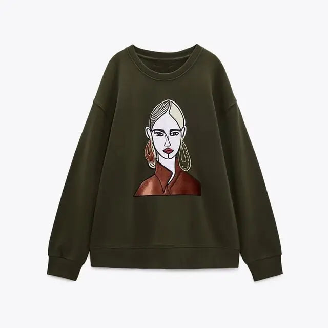 Women Fashion Printing Basic Sweatshirts - Authentifactor