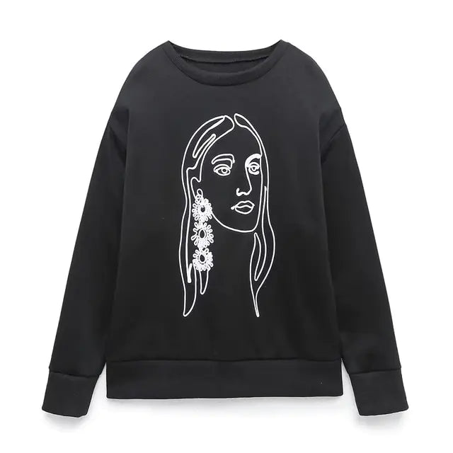 Women Fashion Printing Basic Sweatshirts - Authentifactor