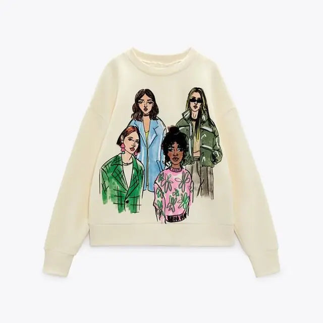 Women Fashion Printing Basic Sweatshirts - Authentifactor