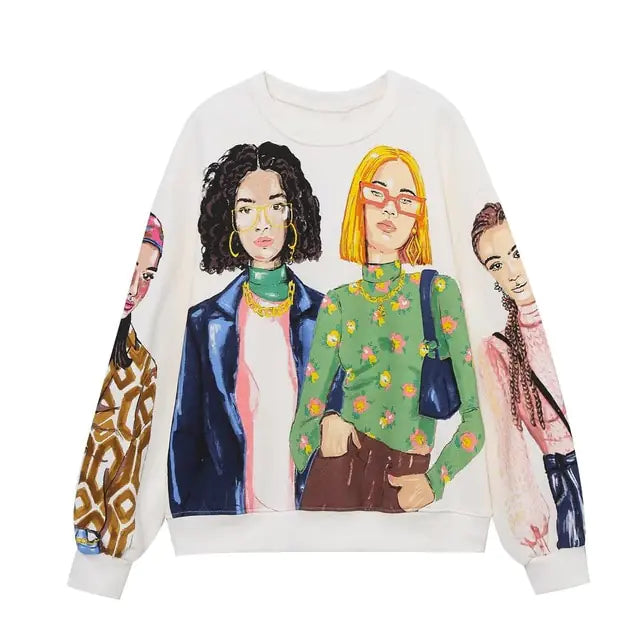 Women Fashion Printing Basic Sweatshirts - Authentifactor