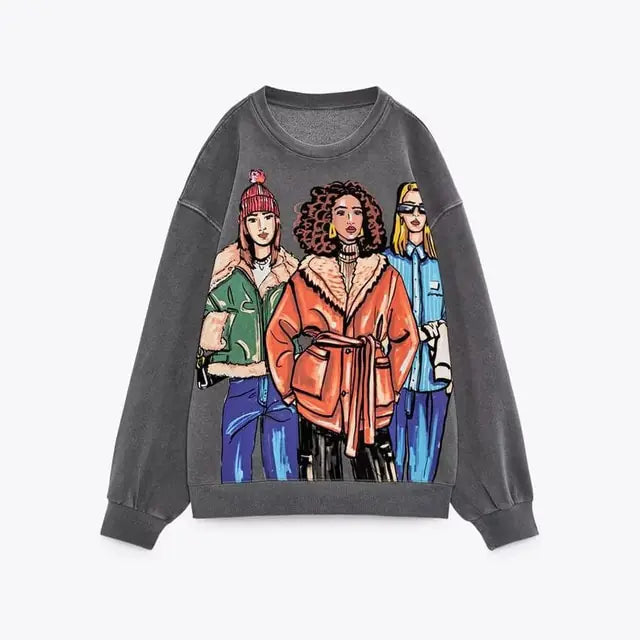 Women Fashion Printing Basic Sweatshirts - Authentifactor