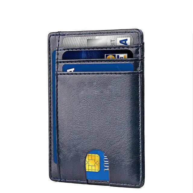 Mens Leather Slim Wallet Credit Card Holder RFID Blocking Pocket ID Money PU USA - Authentifactor