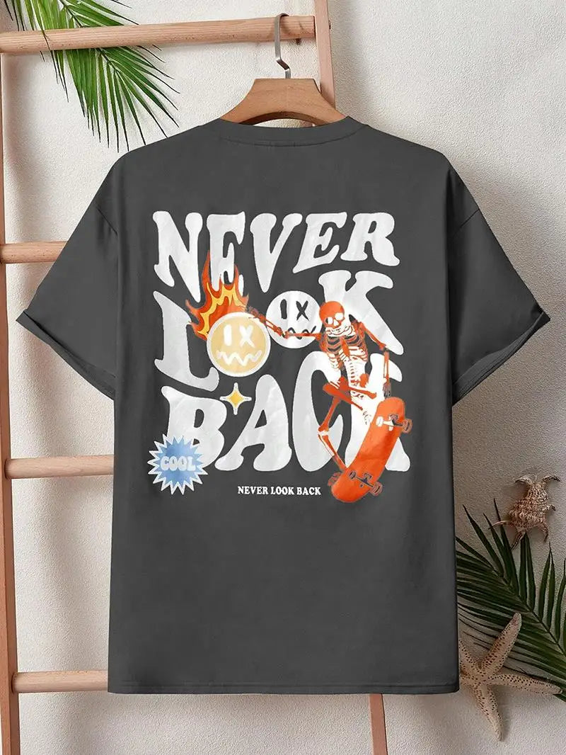 Trendy Skull Print Cartoon Tee - Stylish 100% Cotton Crewneck for Men - Authentifactor