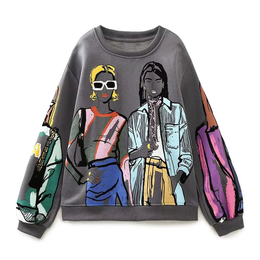 Women Fashion Printing Basic Sweatshirts - Authentifactor
