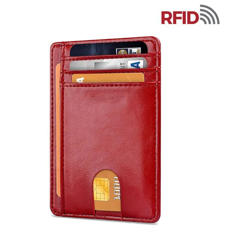 Mens Leather Slim Wallet Credit Card Holder RFID Blocking Pocket ID Money PU USA - Authentifactor