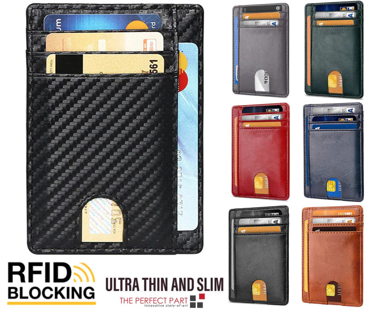 Mens Leather Slim Wallet Credit Card Holder RFID Blocking Pocket ID Money PU USA - Authentifactor