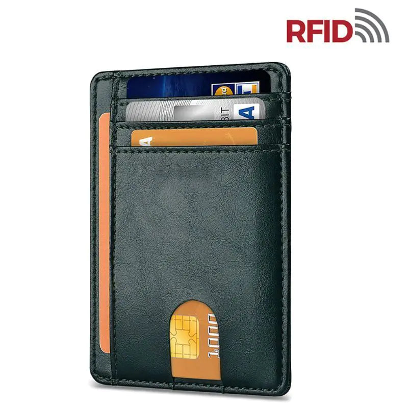 Mens Leather Slim Wallet Credit Card Holder RFID Blocking Pocket ID Money PU USA - Authentifactor