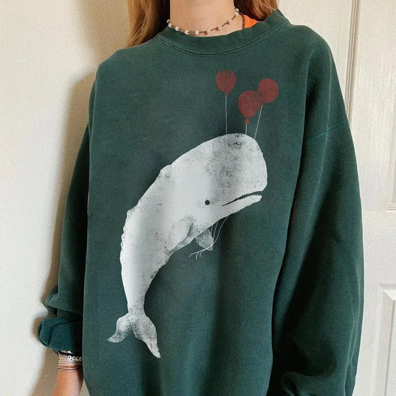 HipHop Ocean Whale Printed Hoodies - Authentifactor