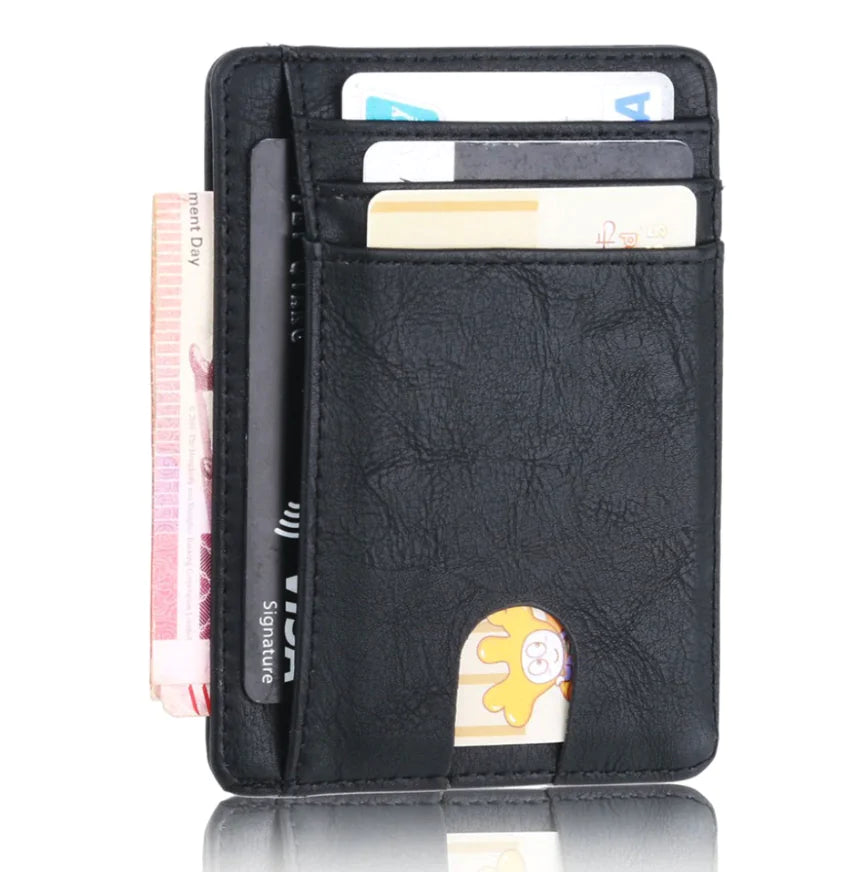 Mens Leather Slim Wallet Credit Card Holder RFID Blocking Pocket ID Money PU USA - Authentifactor
