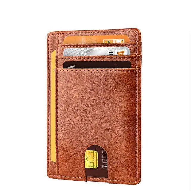 Mens Leather Slim Wallet Credit Card Holder RFID Blocking Pocket ID Money PU USA - Authentifactor