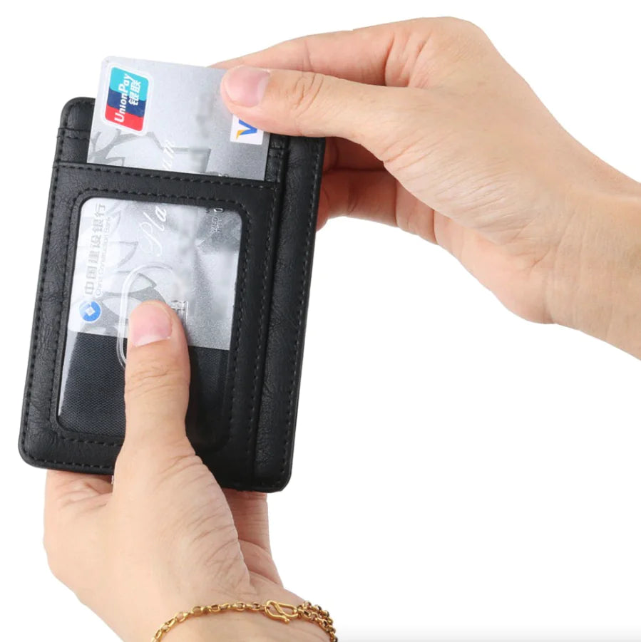 Mens Leather Slim Wallet Credit Card Holder RFID Blocking Pocket ID Money PU USA - Authentifactor
