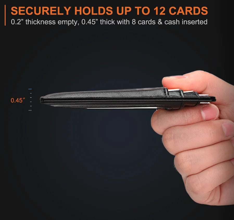 Mens Leather Slim Wallet Credit Card Holder RFID Blocking Pocket ID Money PU USA - Authentifactor