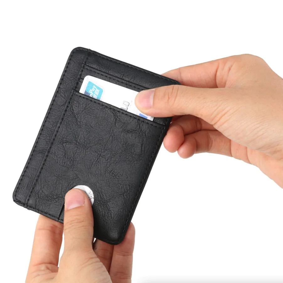 Mens Leather Slim Wallet Credit Card Holder RFID Blocking Pocket ID Money PU USA - Authentifactor