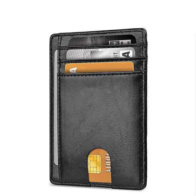 Mens Leather Slim Wallet Credit Card Holder RFID Blocking Pocket ID Money PU USA - Authentifactor