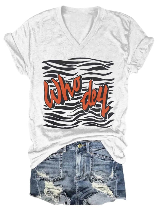Women Who Dey Tiger V-Neck Shirt - Authentifactor