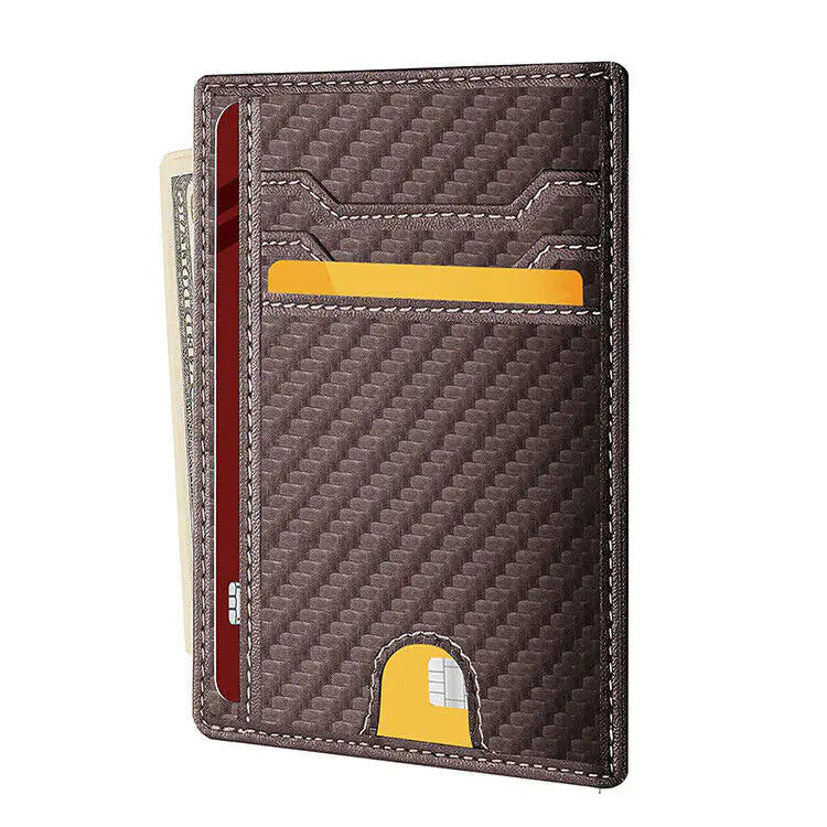 Mens Leather Slim Wallet Credit Card Holder RFID Blocking Pocket ID Money PU USA - Authentifactor