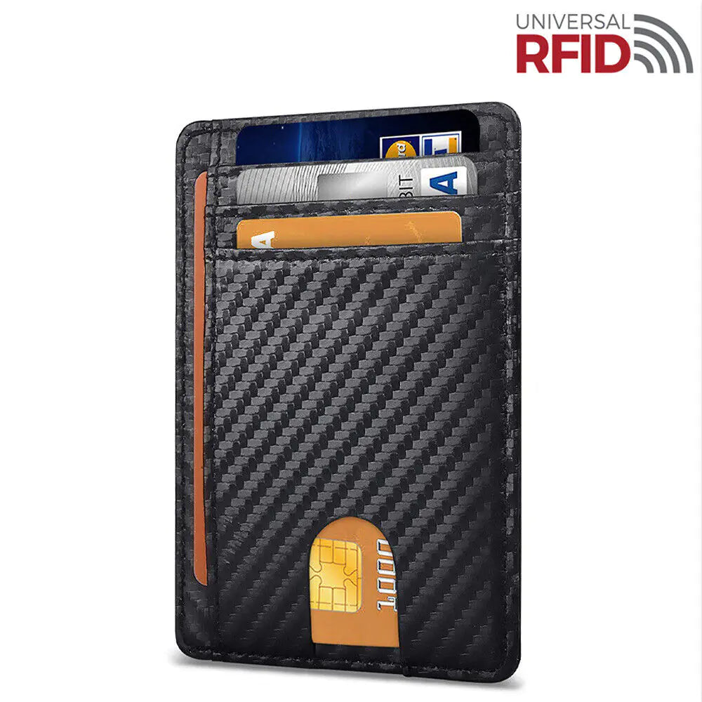 Mens Leather Slim Wallet Credit Card Holder RFID Blocking Pocket ID Money PU USA - Authentifactor