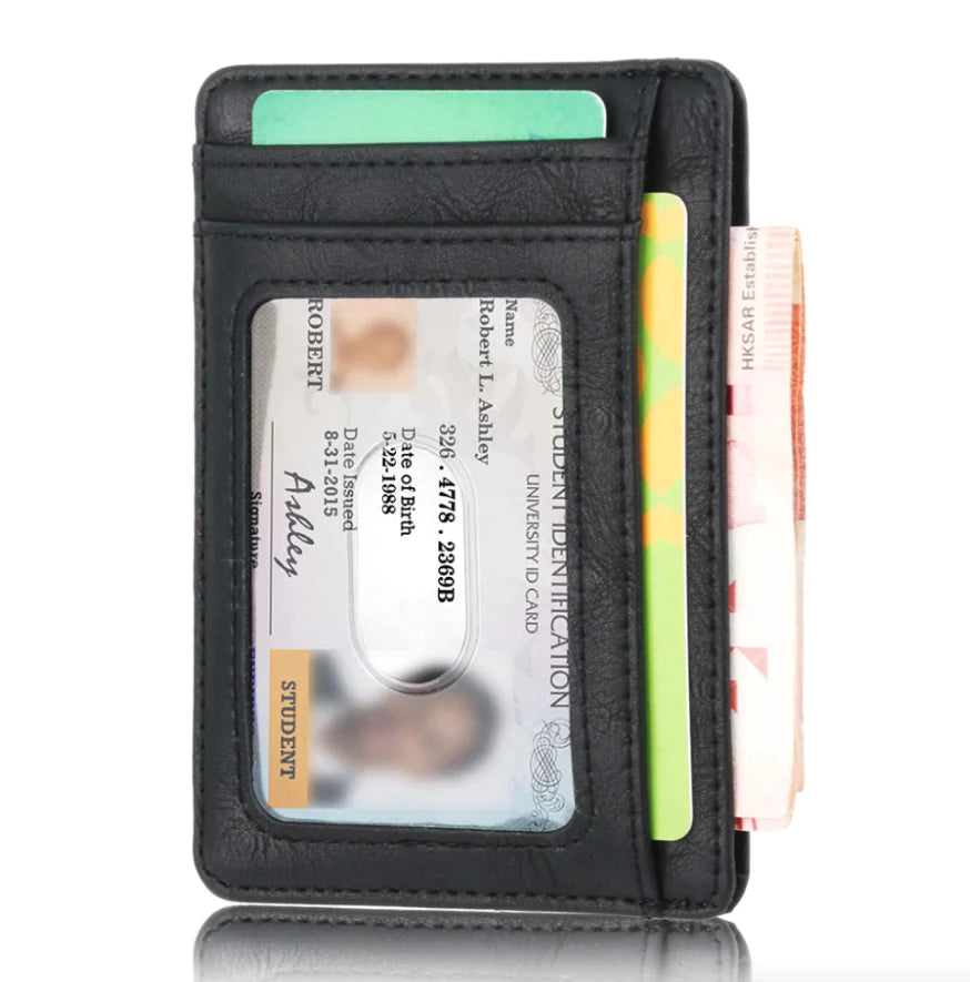 Mens Leather Slim Wallet Credit Card Holder RFID Blocking Pocket ID Money PU USA - Authentifactor