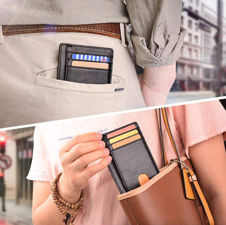 Mens Leather Slim Wallet Credit Card Holder RFID Blocking Pocket ID Money PU USA - Authentifactor